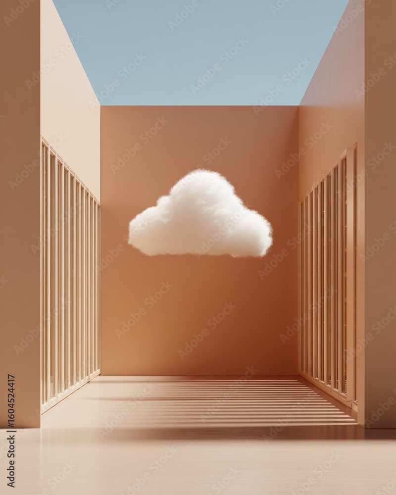 Poster modern professional cloud computing icon in minimalist data center premium tech infrastructure for d