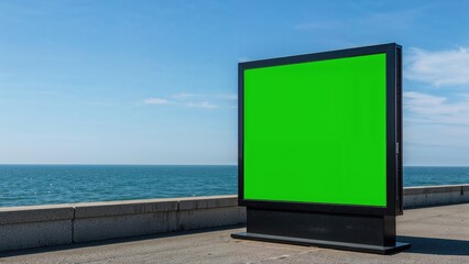 Fototapeta premium Ocean view vertical green screen, suitable for marketing content