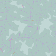 Whimsical Forest Seamless Vector Pattern with Mushrooms, Leaves and Woodland Animals