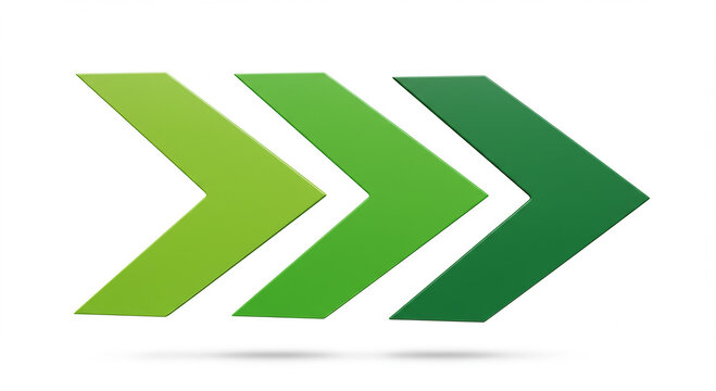 Three green arrows point to the right in a 3D rendering.