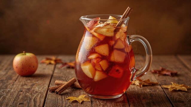 Fall sangria featuring apples, pears, and cinnamon