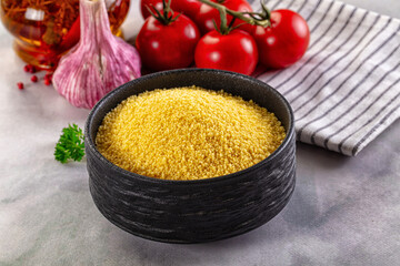 Vegan cuisine - raw dry couscous