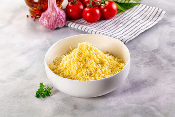 Boiled wheat couscous grain garnish