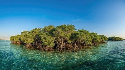 Fototapeta premium Magnificent natural mangrove grove located on a vivid island