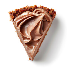 Slice of Chocolate Cream Pie with Swirled Topping