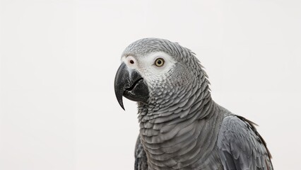 Obraz premium Tropical bird portrait featuring an isolated gray parrot with vibrant colors and natural beauty