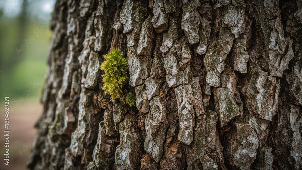 Poster tree bark texture highlighted by moss