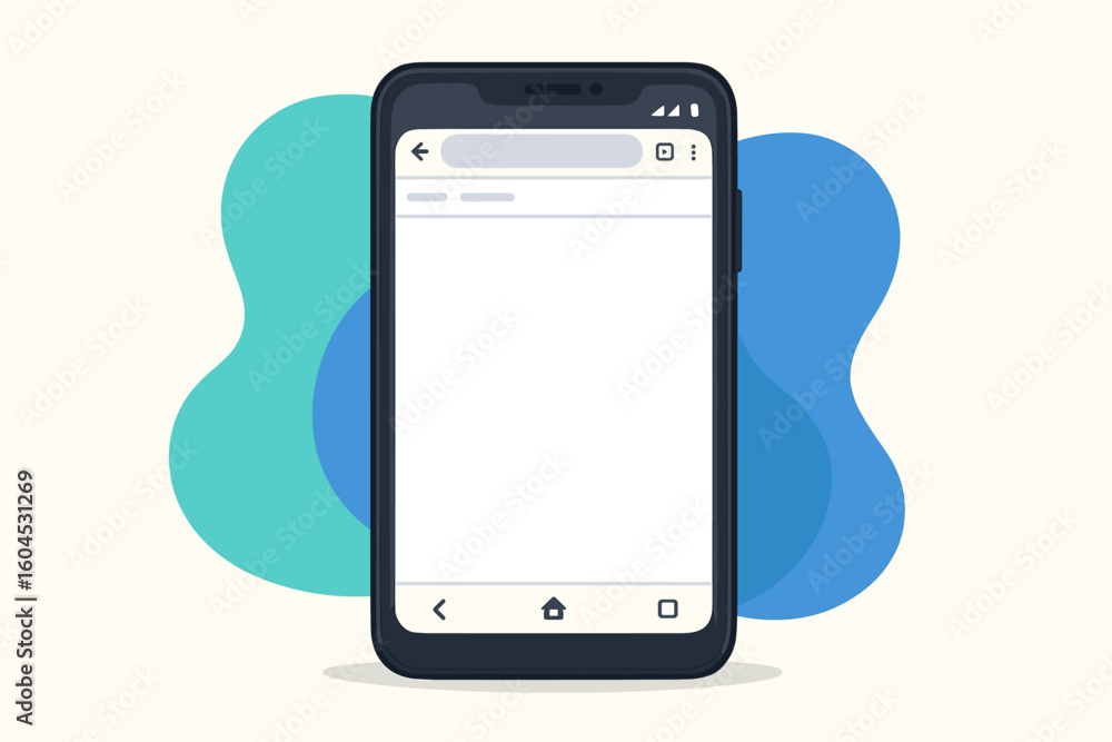 Poster smartphone mockup web browser template. mobile phone blank screen internet app ui design. vector ill