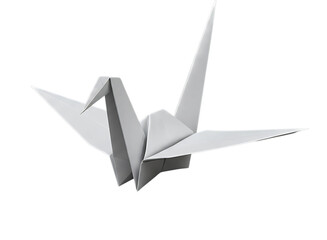 White origami crane bird isolated on transparent background © Bibekananda