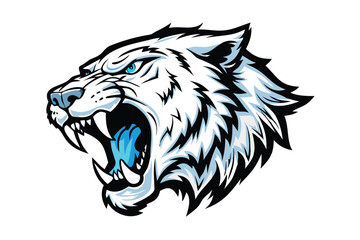 Roaring White Tiger Esports Logo for T-shirt Design - Icy Blue Mascot Emblem