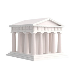 Obraz premium Minimalist White Classical Temple Structure on Black Background