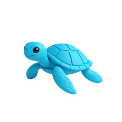 Adorable 3D Render of a Blue Sea Turtle Character