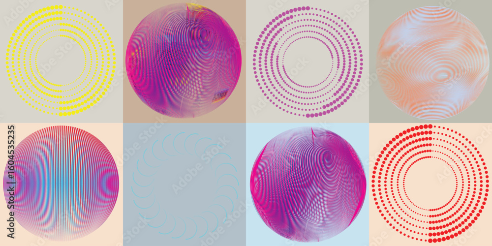 Fototapete lines and dots in circle form .rotate rounded shape vector .rotating dots form a circle .rotating an