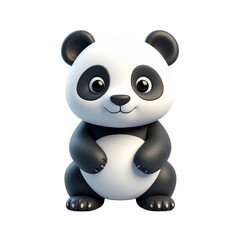 Obraz premium Cute 3D Rendered Baby Panda Bear Character Sitting