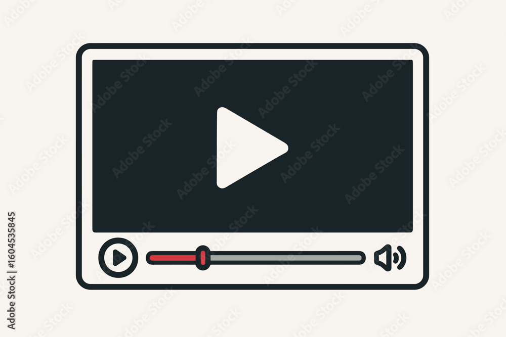 Poster video player interface vector. concept for online streaming, digital media, movie playback. simple s