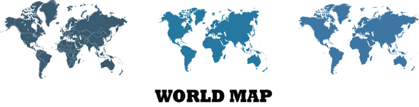 A simplified world map illustration with continents outlined in a single color on white background