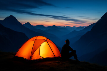 tent at sunset