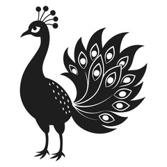 Peacock Silhouette with Spread Tail