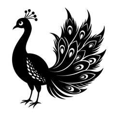 Peacock Silhouette with Spread Tail