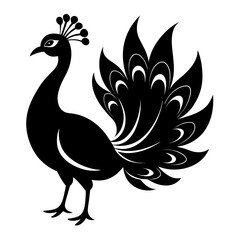 Peacock Silhouette with Spread Tail