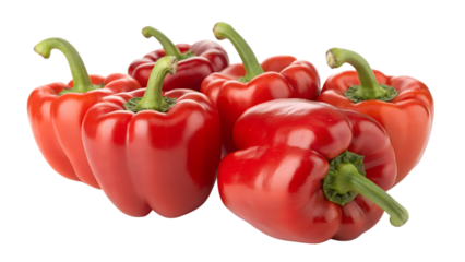 Fresh vibrant red bell peppers a healthy and delicious vegetable displayed against a bright white