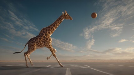 Giraffe Dribbles Basketball Court