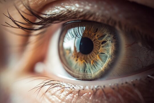 Close-Up Macro Shot of a Human Eye with Hazel Iris