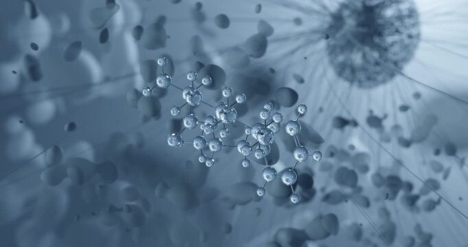 Lisdexamfetamine rotating molecular 3d structure ball-and-stick model, looped video antidepressants
