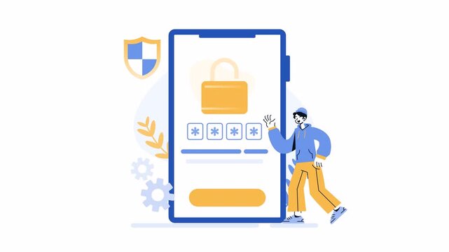 Otp security animation safe onetime password protection for data privacy. Suitable for cybersecurity concepts, technology blogs, and educational materials.
