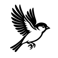 Dynamic Sparrow Bird in Flight Vector Icon - Nature's Grace