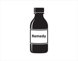 Vector icon of a remedy silhouette bottle on a white background
