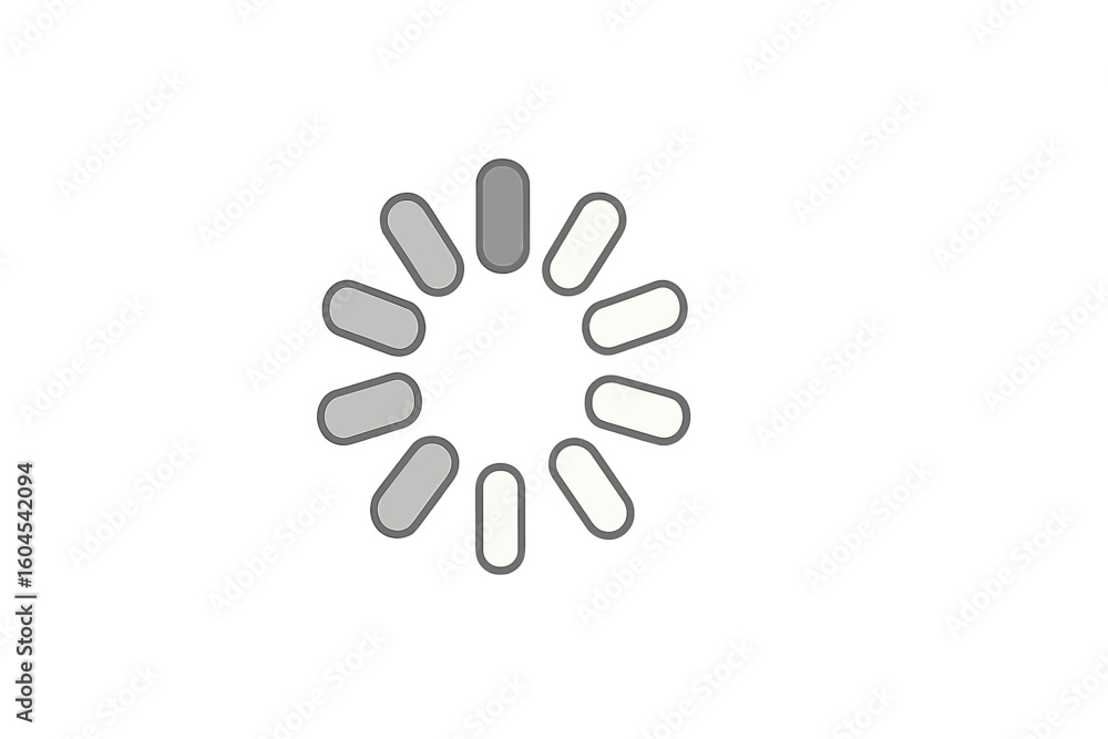 Poster loading buffering spinning wheel preloader icon, circular progress indicator animation, flat vector 