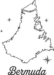 Outline Map of Sweden with Compass Rose and Stars in Black and White