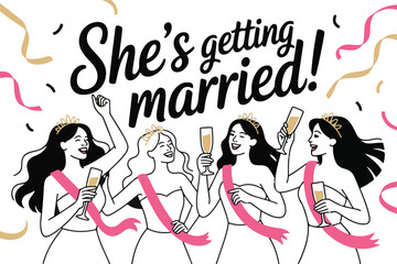 She s Getting Married A Bachelorette Party Celebration with Champagne and Pink Sashes