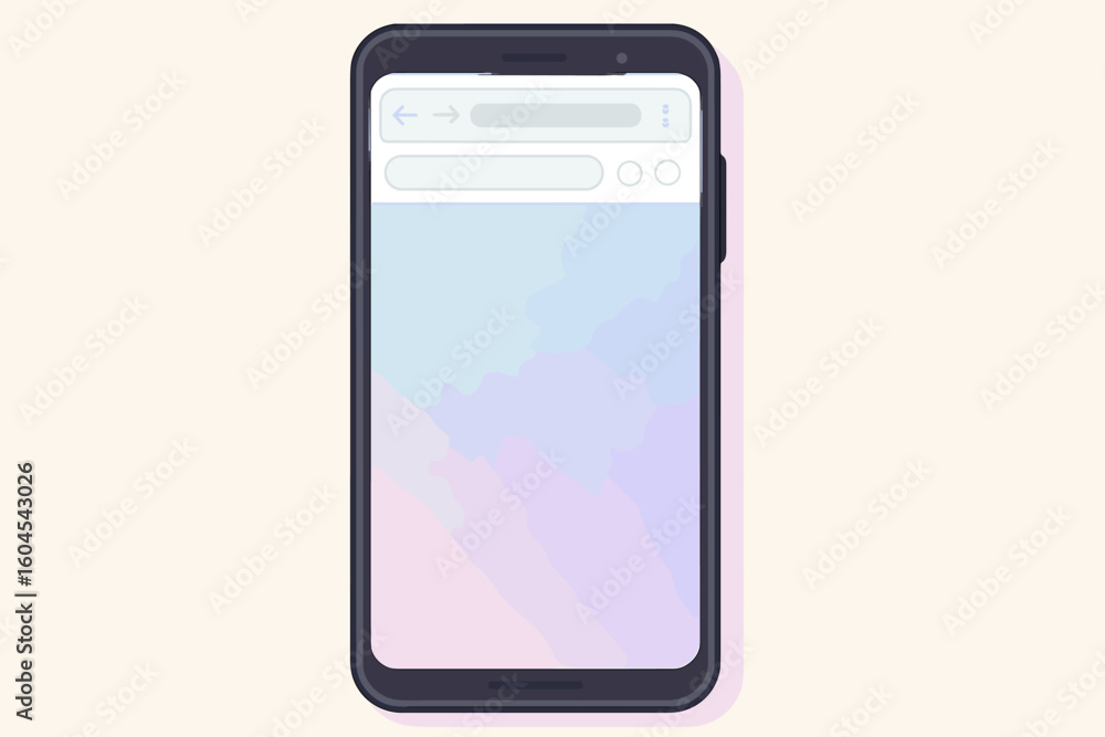 Poster smartphone web browser template vector mockup with blank gradient screen, modern mobile device, user