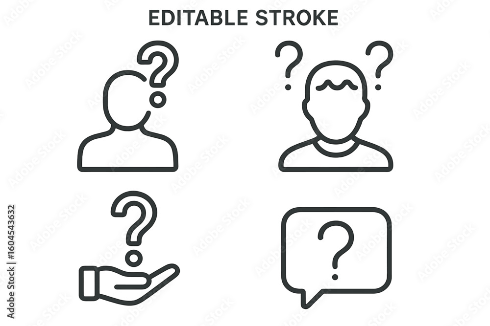 Aufkleber question mark outline icon set. problem, confusion, asking, and questioning concepts. editable strok