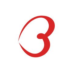 b letter heart vector abstract modern logo
