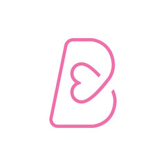 b letter heart vector abstract modern logo
