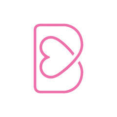 Fototapeta premium b letter heart vector abstract modern logo