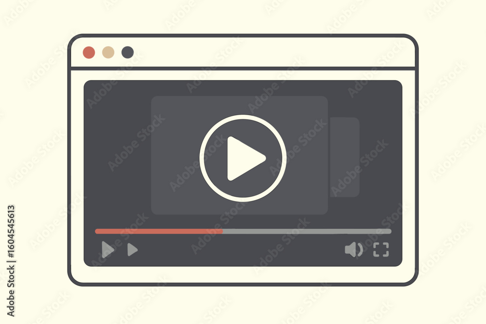 Poster video player interface in a web browser window. online streaming service for watching movies, series