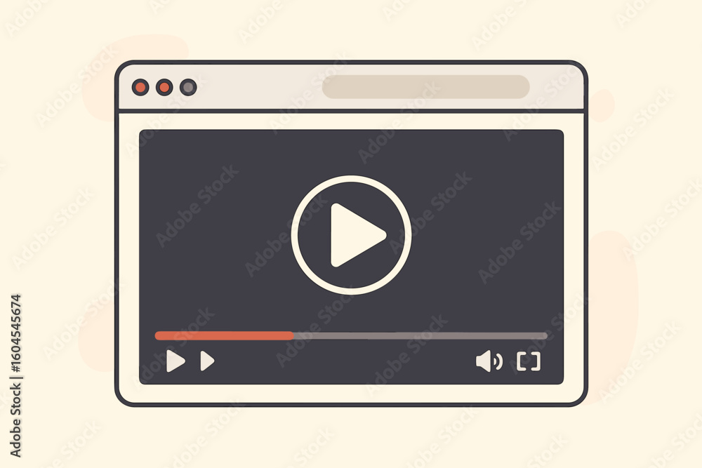 Poster web browser with video player interface. online streaming service for movies and multimedia. digital