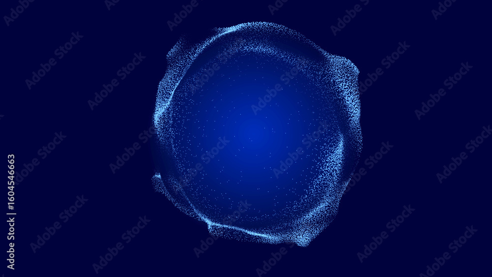 Poster collection of bright dots on a dark background. abstract sound wave of particles. data network. 3d r