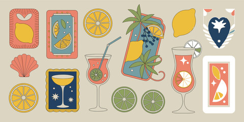 Hand Drawn Cat Illustration with Mediterranean Inspiration and Color Accents
