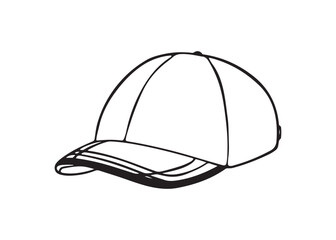 Line art illustration of a stylish baseball cap, minimalist design, clean aesthetic.