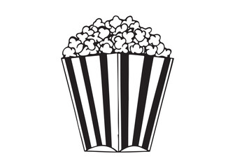 Popcorn Box Silhouette with Fluffy Kernels in Classic Pattern.