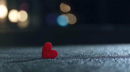 Red heart shape on a sleek black surface, radiating warmth and emotion with a minimalist aesthetic.