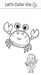 Crab coloring pages for children