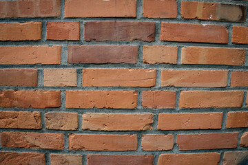 Red Brick Wall with Varied Tones and Clean Structure