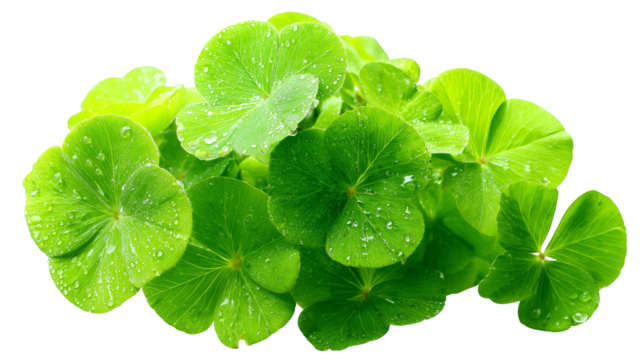 Bunch of green clover leaves isolated on transparent background - Powered by Adobe