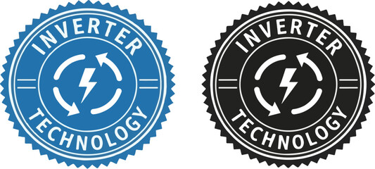 Inverter technology labels in blue and black